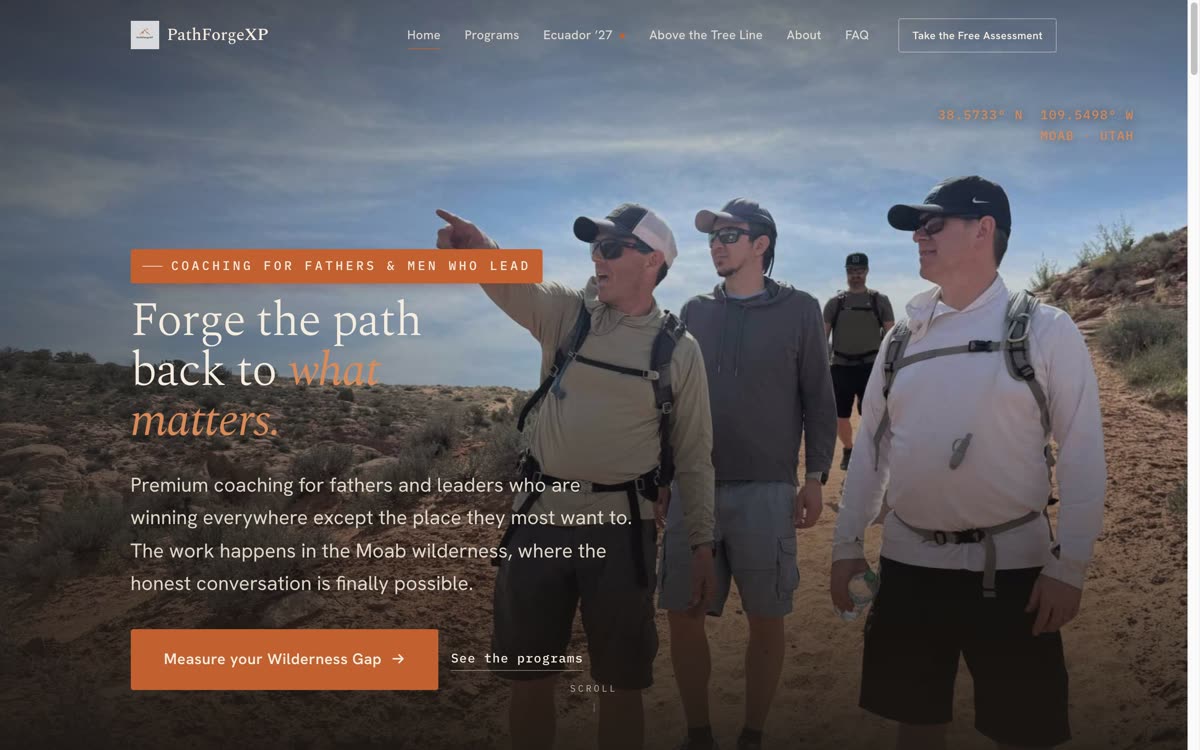 PathForgeXP website on desktop