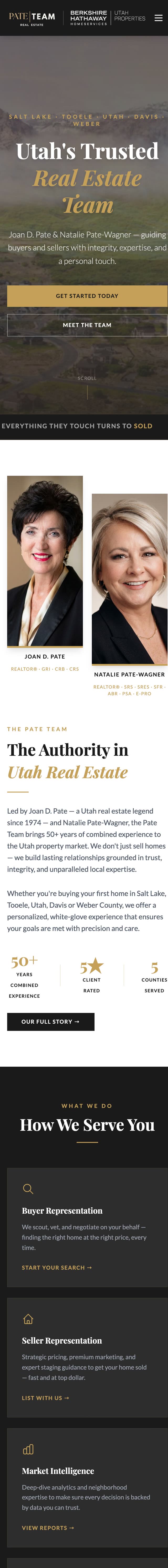 The Pate Team website scrolling on a phone