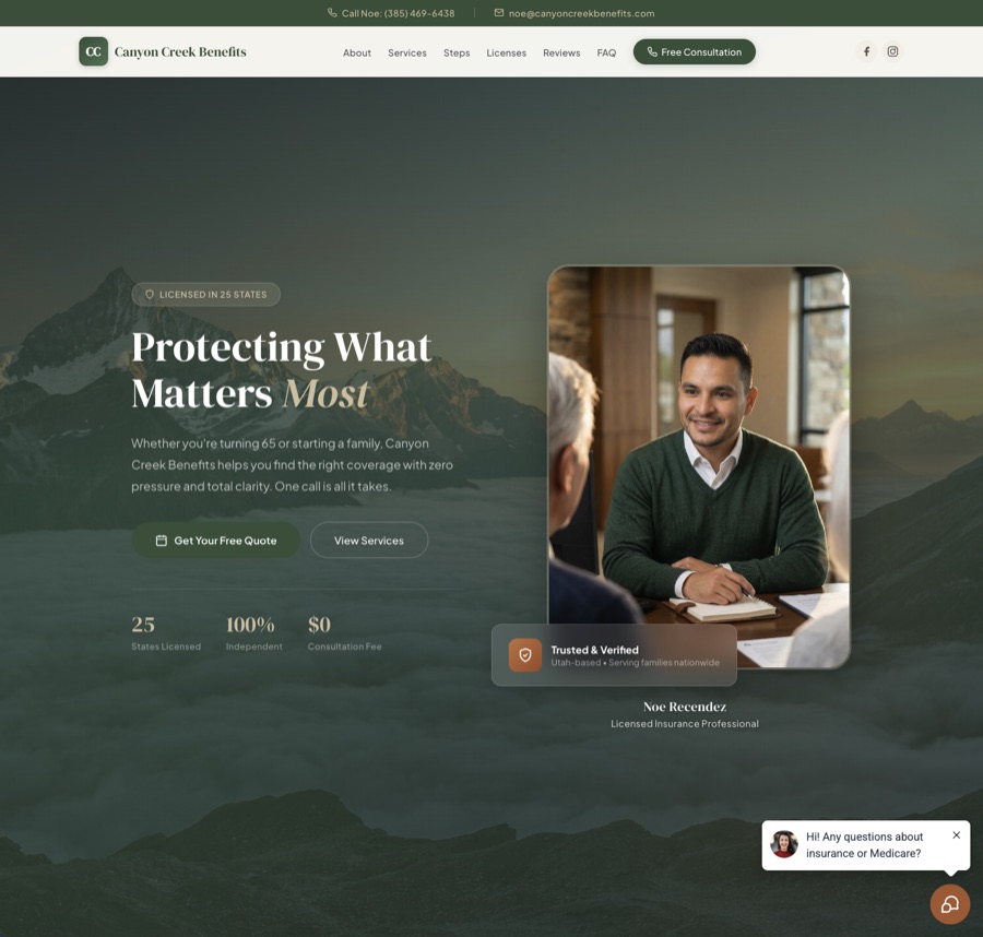 Canyon Creek Benefits website